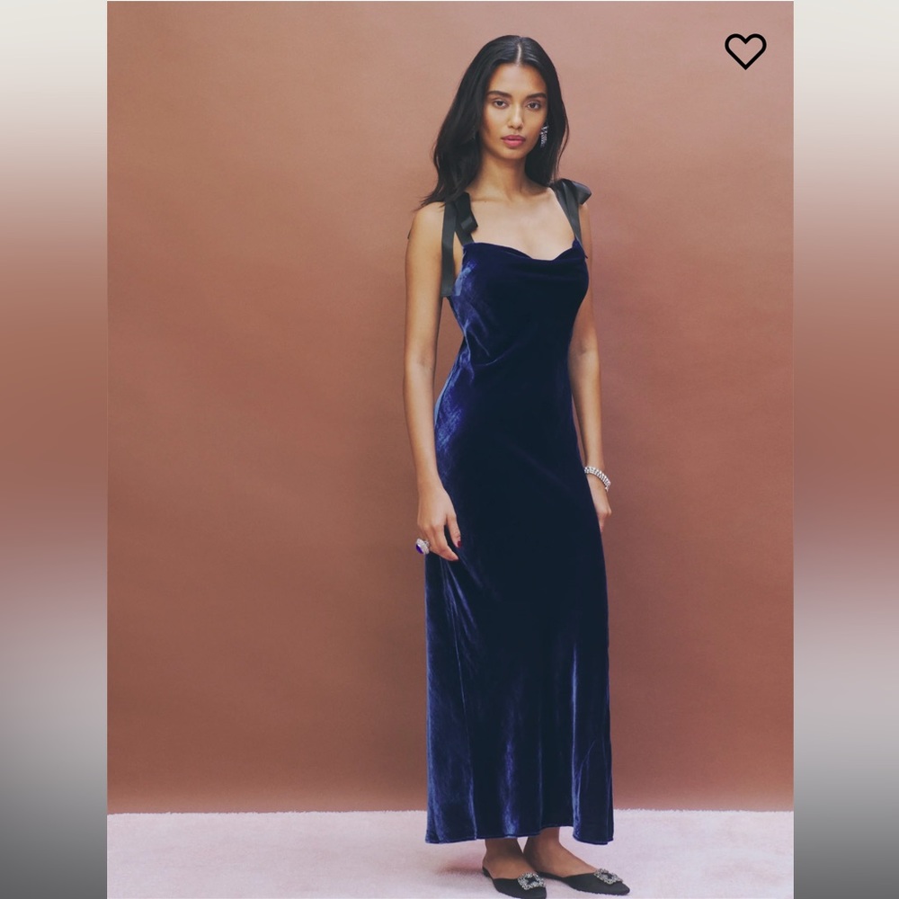 NWT Reformation Velvet Nya Dress M in Danube